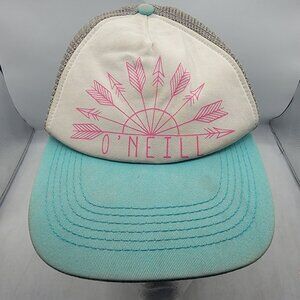 O'Neill Island Time Arrows Girls White Blue Trucker Hat Outdoors Casual Comfort